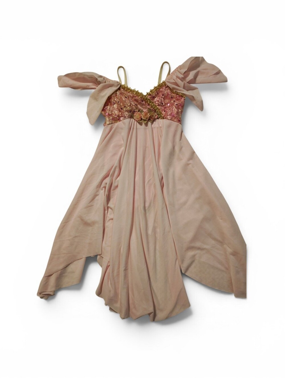 Girls Pink Fairy Dance Costume Dress with Floral Bodice Child 10